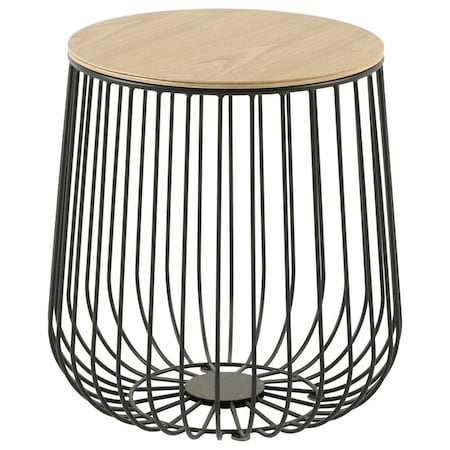 Leisuremod Round 15 in W, 16 in L, Manufactured Wood/Steel, Natural Wood RTBL-15NW