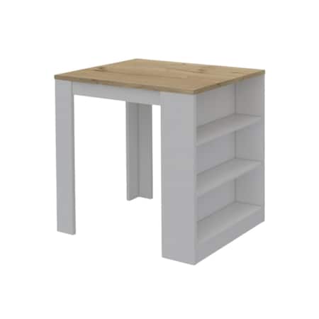 Homeroots 36in Natural and White Wood Kitchen Island With Storage 477891