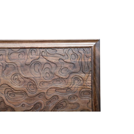 Homeroots Brown Carved Abstract Solid Wood King Bed Frame 660003