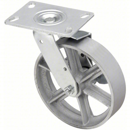 Zoro Select Plate Caster, 1250 lb. Load, Silver Wheel P21S-C080KP-16-WB-DL