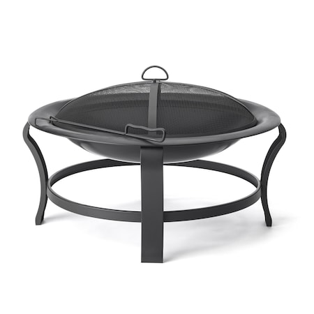 Homeroots Black Steel Round Wood Burning Fire Pit 416240