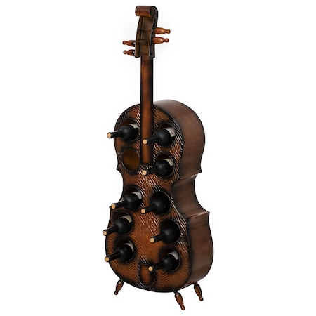 Vintiquewise Cello-Shaped Wine Holder 10-Bottle Freestanding Metal Rack Vintage Decorative Storage QI004779