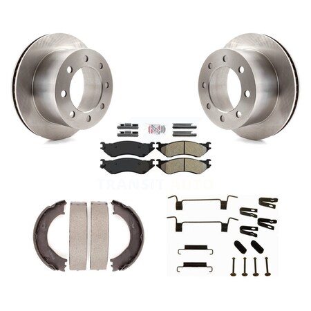Transit Auto Rear Disc Rotors Semi-Metallic Pads Parking Shoes & Hardware Kit For Dodge Ram 2500 3500 K8A-108786