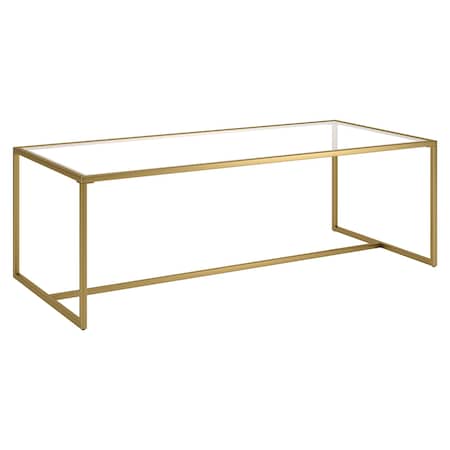 Homeroots 47" Gold Glass And Steel Coffee Table 520956