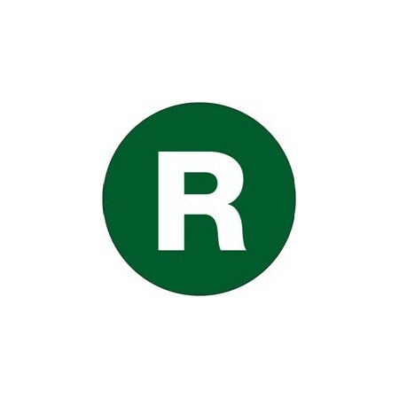 Bubblefast 2'' Circle - ''R'' Green Letter Labels BFDL7009