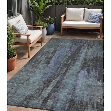 Homeroots 5' X 8' Blue And Gray Abstract Washable Indoor Outdoor Area Rug 616137