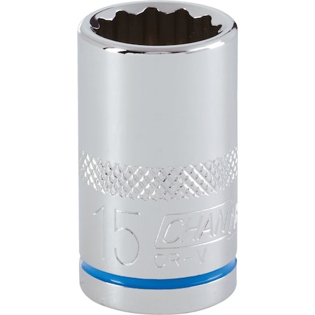 Channellock 1/2'' Drive 15 mm 12-Point Shallow Metric Socket 397652
