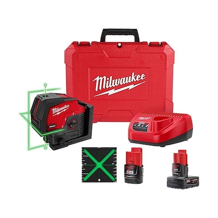 Milwaukee Tool M12 Laser Kit + M12 XC 4.0 Battery 3622-21, 48-11-2440