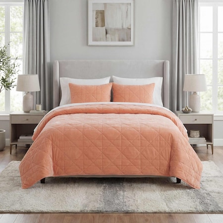 Lavish Home 3PC Velvet Queen Quilt Set & Matching Pillow Shams Medium Weight Ultra Soft Luxury Cotton Velvet 66-004-VP-Q