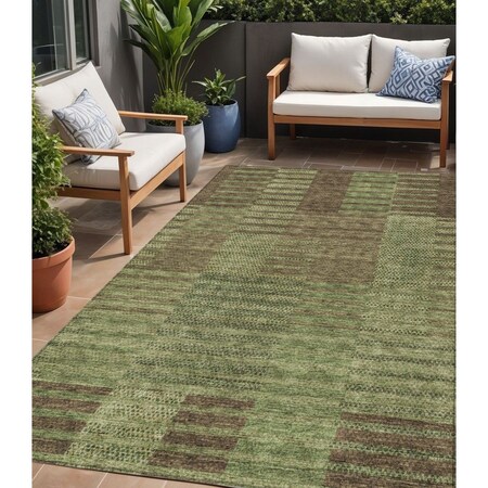 Homeroots 5' X 8' Brown Taupe And Green Striped Washable Indoor Outdoor Area Rug 613170