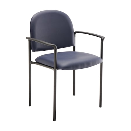 Flash Furniture Tiffany Comfort Navy Vinyl Stackable Steel Side Reception Chair with Arms BT-516-1-NVY-VINYL-GG