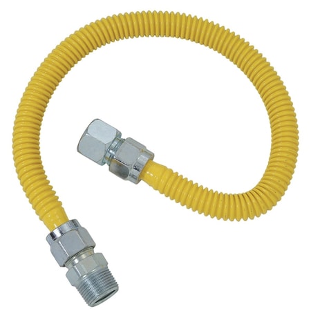 Dormont 5/8'' OD x 36'' Coated Stainless Steel Gas Connector 3/4'' FIP x 3/4'' MIP, Tapped 1/2'' FIP 30C-4142-36B
