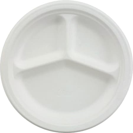 Huhtamaki Chinet, Paper Dinnerware, 3-Comp Plate, 9 1/4in Dia, White, 500PK 21228