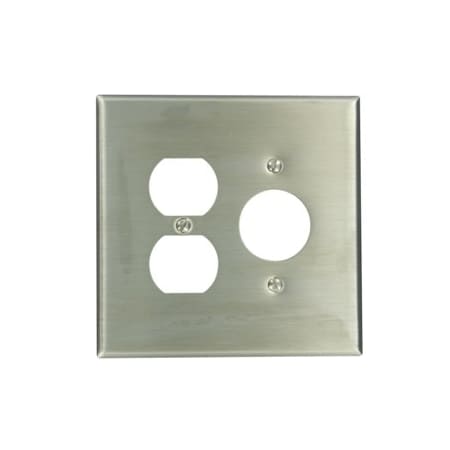 Leviton Combination Wallplate, Oversized, Gang 2, Stainless Steel 84146-40