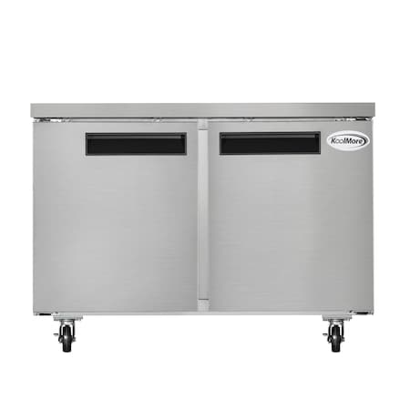 Koolmore 48 in. Two-Door Commercial Undercounter Freezer in Stainless Steel with Casters, KM-UCF-2DSS KM-UCF-2DSS