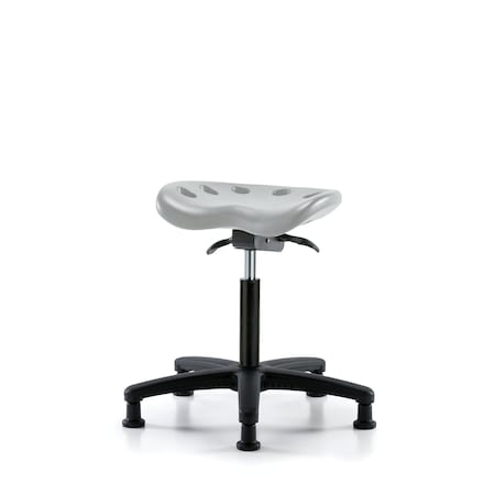 Blue Ridge Ergonomics Polyurethane Tractor Sit-Stand Stool-Medium Bench Height with Stationary Glides in Gray Polyurethane PTMBSO-RG-NF-RG-GRY