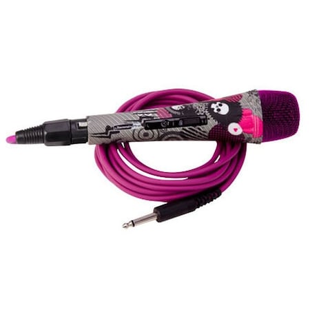 Jammin Pro PINKY GRAFFITI Style Unidirectional Dynamic Microphone w/XLR Jack Cable & Karaoke Software MIC001