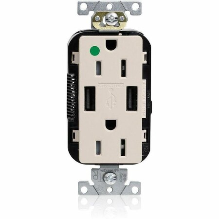 Leviton Lev-Lok HG/TR Dup USB A-A 15A 125V LtAl M56AA-HGT