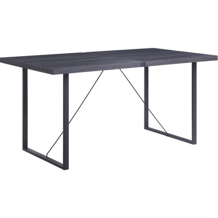 Homeroots 64" Dark Gray and Black Wood and Iron Sled Base Dining Table 631282