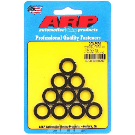 Whole-In-One 200-8536 12 mm ID x 0.75 in. OD Chromoly Steel Black Washers, 10PK WH3293478