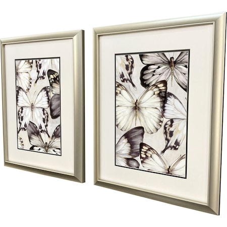Homeroots Set Of Two Butterfly Cluster Gold Framed Wall Art, 2PK 653075