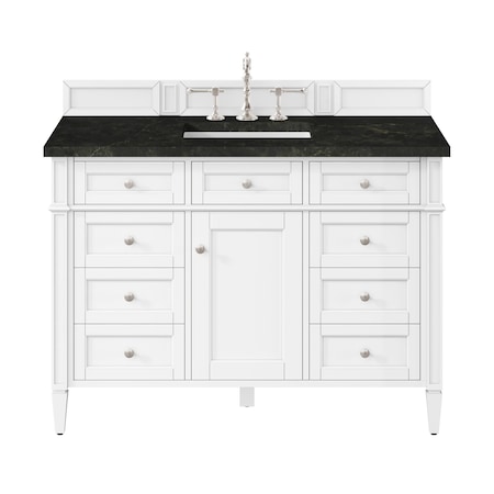 James Martin Vanities Brittany 48" Single Vanity in Bright White, w/ 3 CM Phantome Eclos Top 655-V48-BW-3PHT