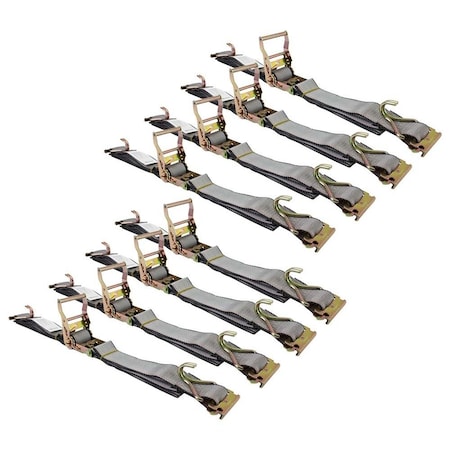 Mytee Products 8 Pack 2'x16ft E Track Ratchet Strap w/ J Hook for Enclosed Trailers, 3000 lbs, 8PK ETKRS16EJx8