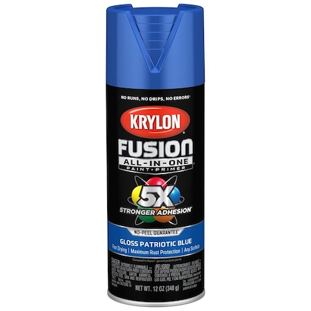 Fusion All-In-One 12 Oz Krylon Patriotic Blue Paint & Primer Spray Paint, Gloss K02716007