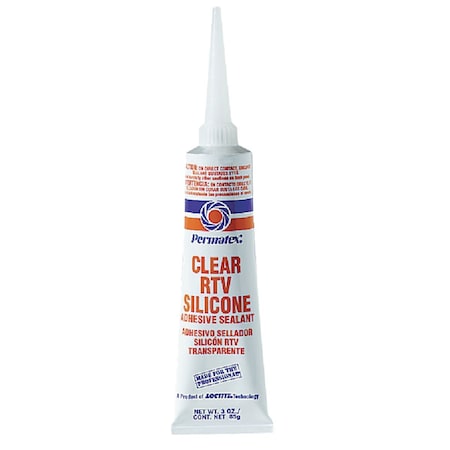 Permatex 3 Oz. Clear RTV Silicone Adhesive Sealant 80050