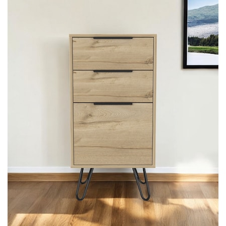 Homeroots 18" Natural Three Drawer Standard Chest 544034