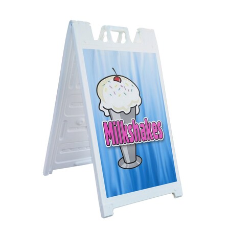 Signmission Milkshakes, A-Frame & 2 Sign Inserts, Heavy-Duty Plastic Frame SBHD-C-2436-Milkshakes
