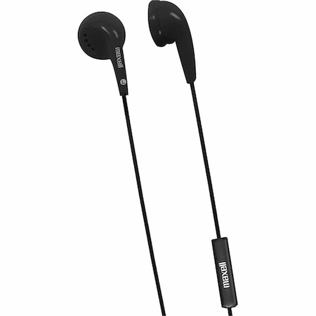Maxell EB95M Headset - Stereo - Wired - Earbud - Binaural - In-ear - 6 ft Cable - Black 199846