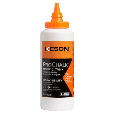 Keson Marking Chalk, Orange, Semi-Permanent, 8oz 8GO