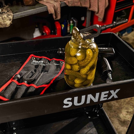 Sunex Air Hammer Chisel Pneumatic Separator 4 Piece Set In Portable Tool Roll ACS4
