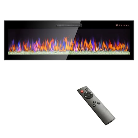 Edendirect 60 in. Wall Mount Electric Fireplace with remote and multi color flame & emberbed ZR-W1769103306