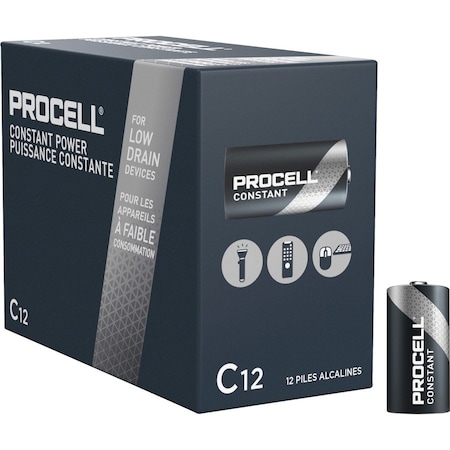 Duracell Procell Constant C Alkaline Battery, 1.5V DC, PK12 PC1400