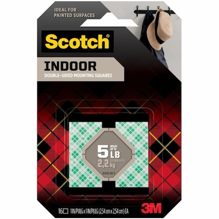 3M SCOTCH INDOOR DOUBLE-SIDED MOUNTING SQUARES, 1 IN X 1 IN (2.54 CM X 2 111S-SQ-16