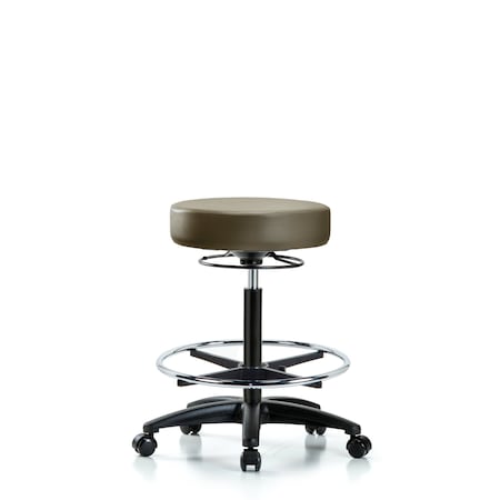 Blue Ridge Ergonomics Vinyl Stool, High Bench, Foot Ring, Casters, Royal BR-VHBSO-RG-CF-RC-8809