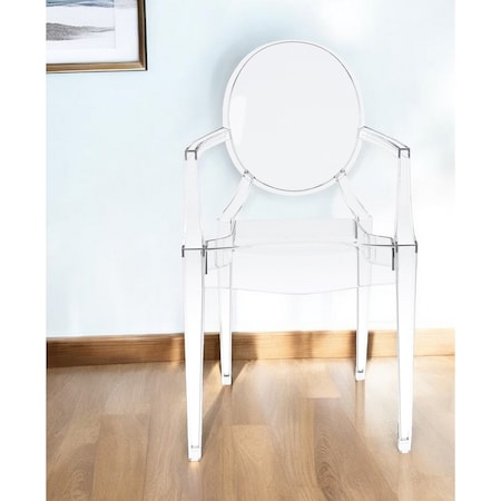 Homeroots Clear Acrylic King Louis Back Dining Arm Chair 520270