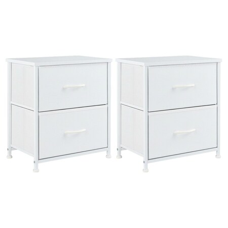 Homeroots Set Of Two 12" White Fabric Metal And Wood Two Drawer Dresser, 2PK 635729