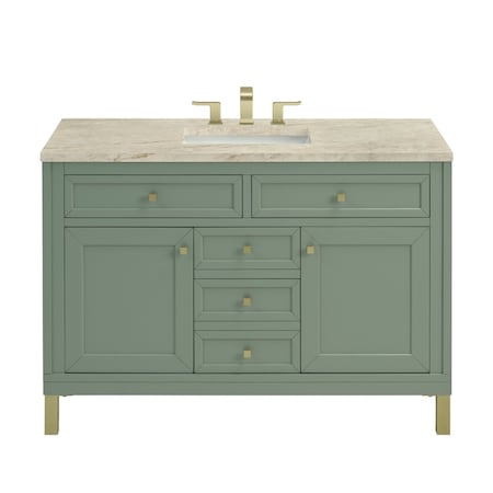 James Martin Vanities Chicago 48" Single Vanity, Smokey Celadon, w/ 3 CM Tajnar Eclos Top 503-V48-SC-3TJR