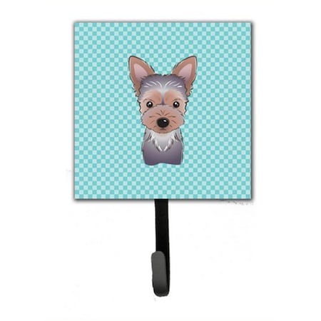 Carolines Treasures Checkerboard Blue Yorkie Puppy Leash and Key Holder BB1170SH4