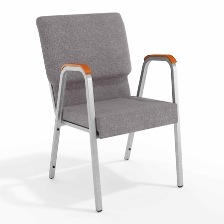 Flash Furniture Gray Fabric Stackable Church Chair with Arms XU-DG-60156-GY-GG