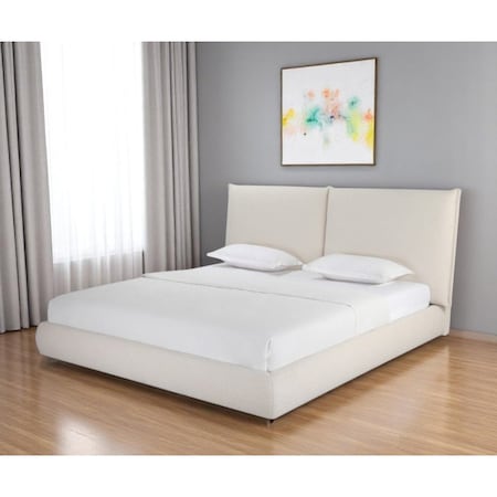 Homeroots Beige Boucle Upholstered King Bed Frame 606418