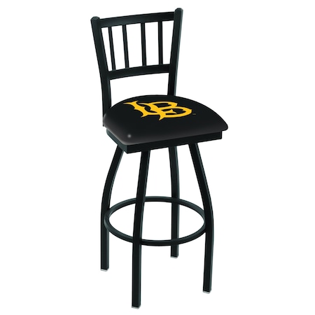 Holland Bar Stool Co 36" Blk Wrnkl Long Beach State Univ Swivel Bar Stool, Jailhouse Back L01836LBStUn