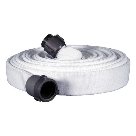Ks6 Fire Hose, Single Jacket, 1 1/2 in Hose Inside Dia., Polyester Hose Tube, Male x Female Fitting A SJ150W100-NP150