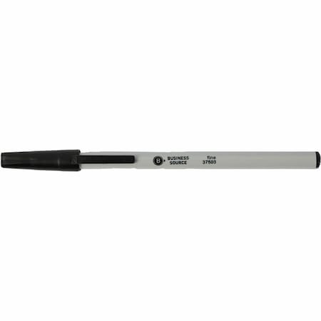 Business Source Fine Point Ballpoint Stick Pens, Black, 12PK BSN37503