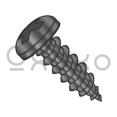 6-20X1/4 Phil Pan Self Tapping Screw Type A B Full Thread 18 8 Stainless Steel Black Ox, 5000PK