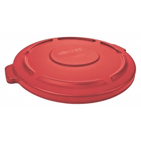 Rubbermaid Commercial BRUTE(R) 32 gal Lid, Flat Red, Plastic, 0 Openings 22 1/4 in W/Dia FG263100RED