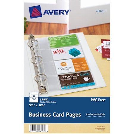 Avery Clear Business Card Organizer Page, PK40 76025